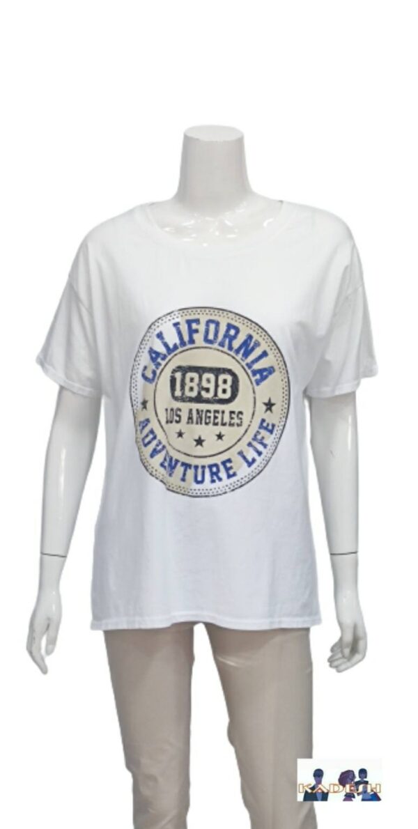 Camiseta manga corta blanca california mujer