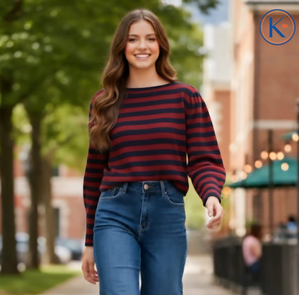 Jersey de rayas mujer talla única 36-40 cuello redondo punto fino