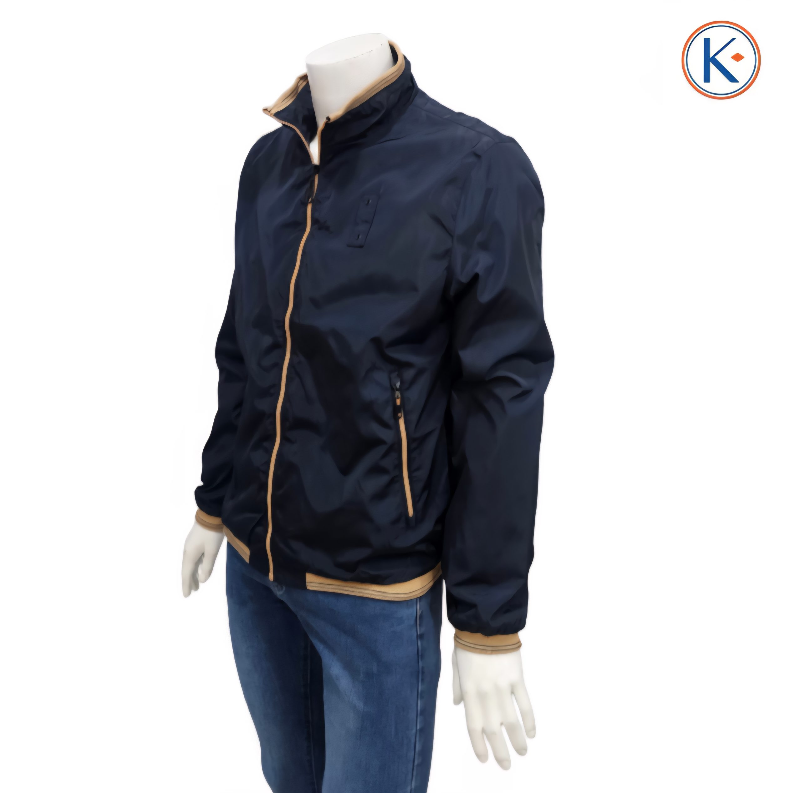 Cazadora bomber hombre azul marino con detalles camel