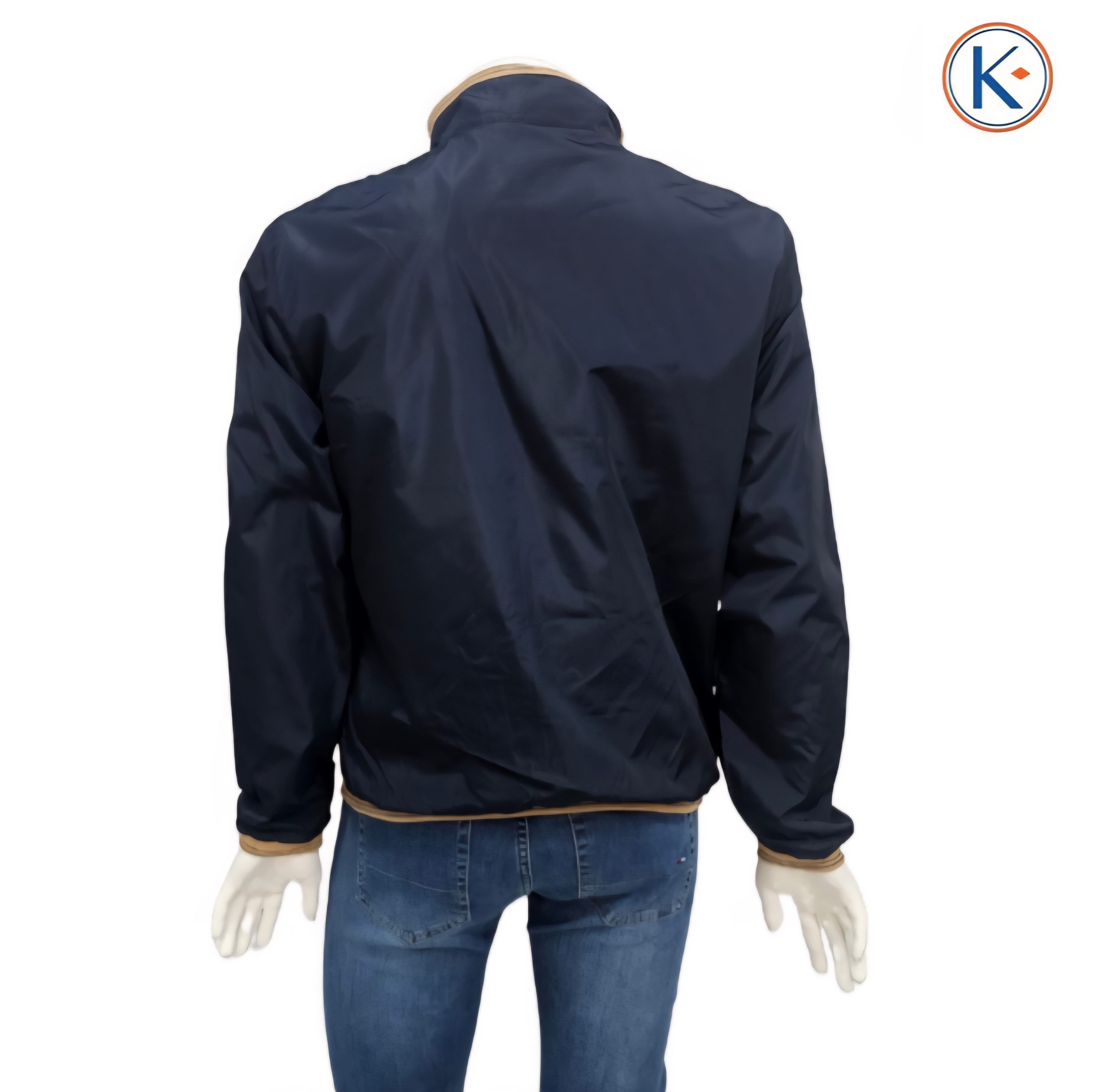 Cazadora bomber hombre azul marino con detalles camel