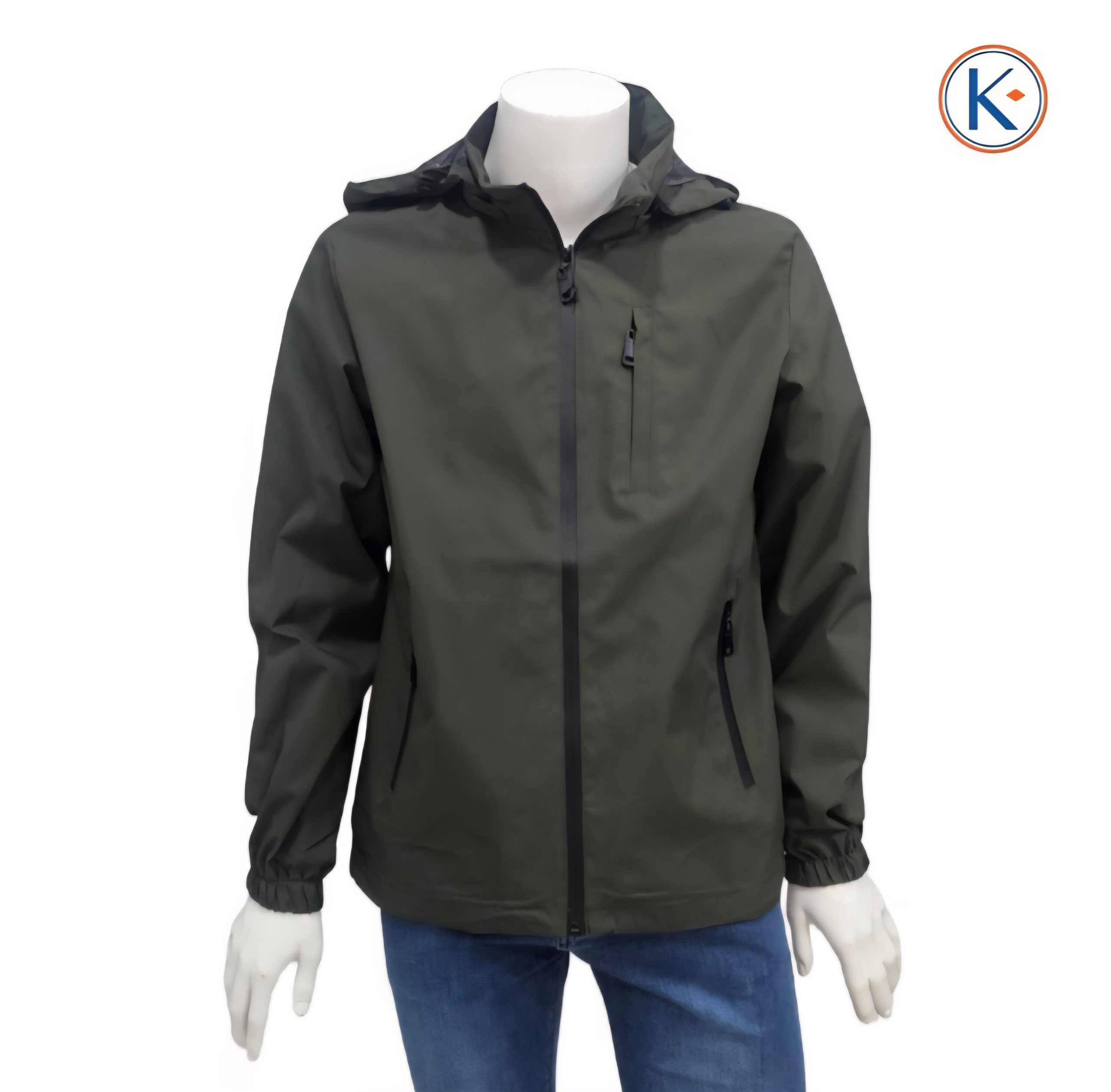 Cazadora de primavera hombre verde caqui con capucha desmontable