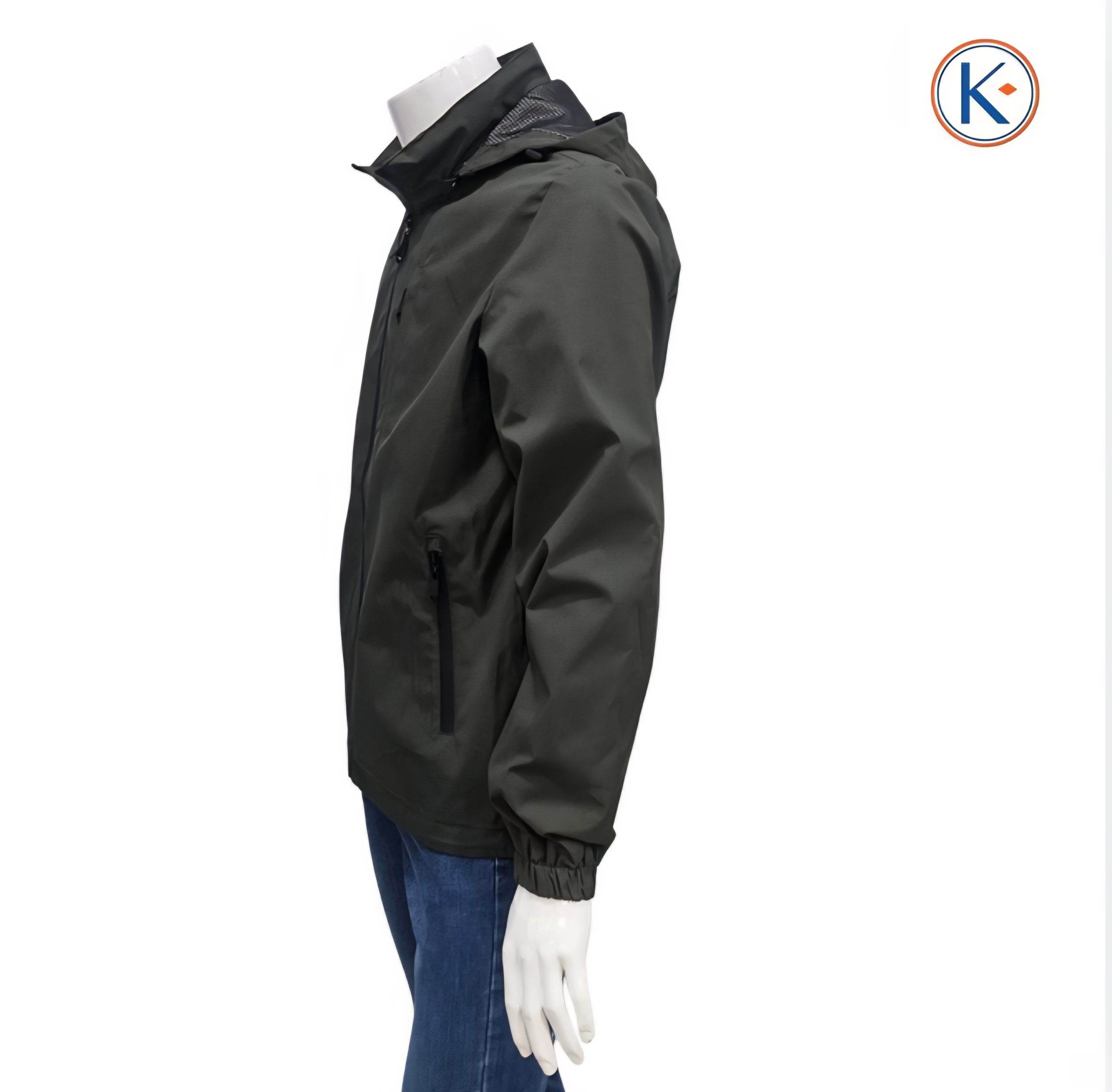 Cazadora de primavera hombre verde caqui con capucha desmontable