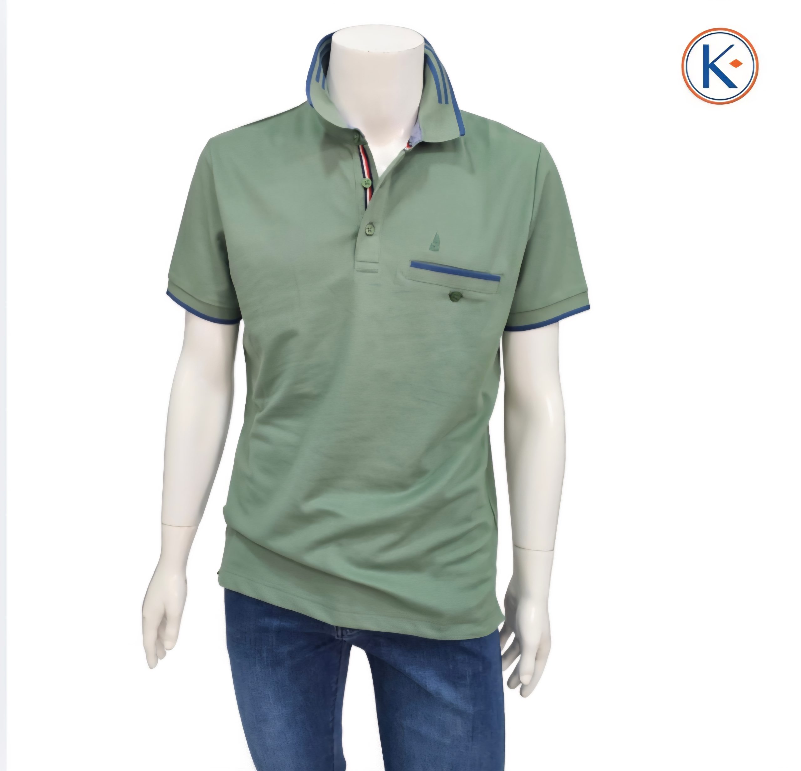 Polo granito Nisko hombre con bolsillo y detalle azul - Imagen 7