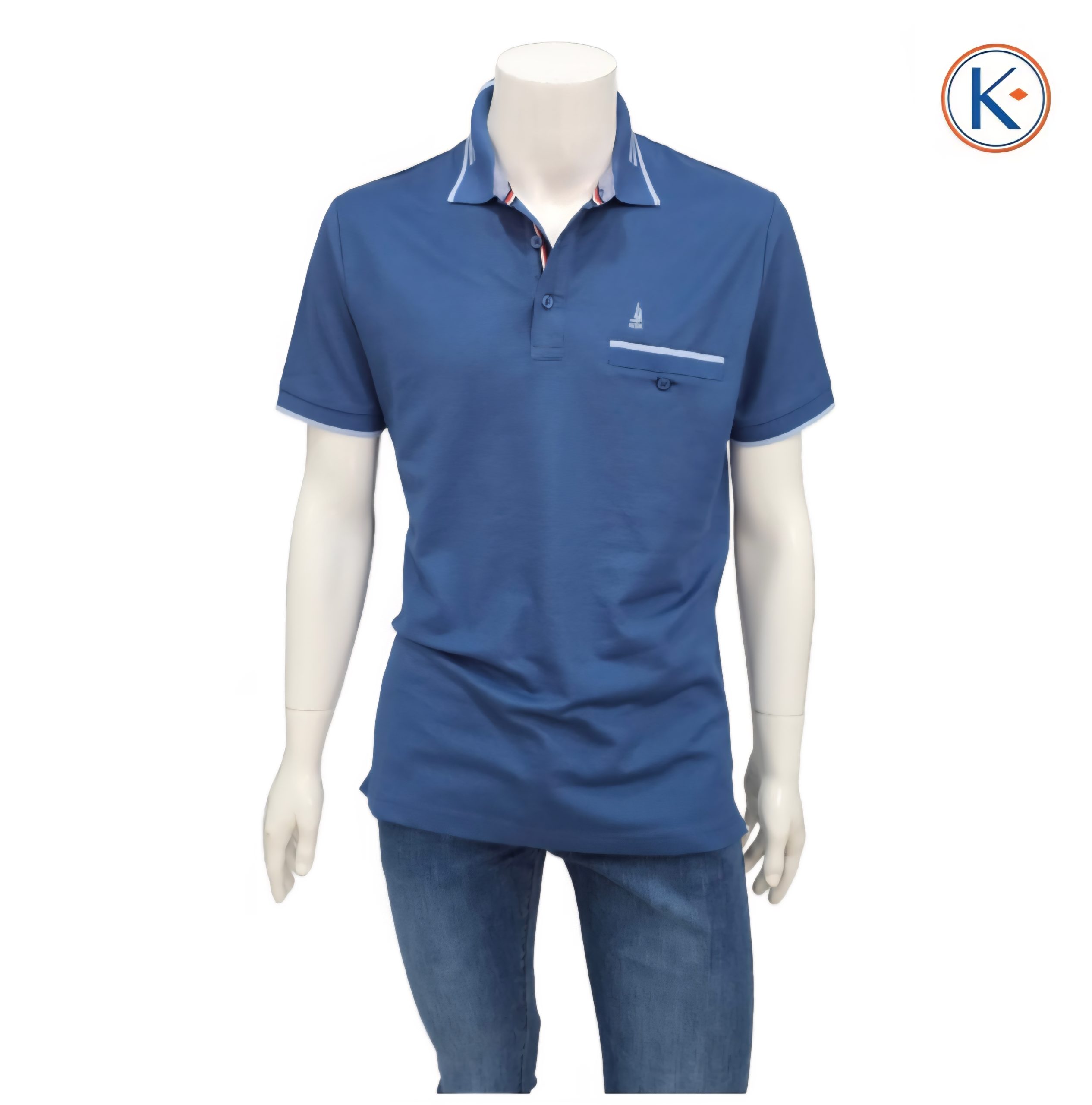 Polo granito Nisko hombre con bolsillo y detalle azul - Imagen 8