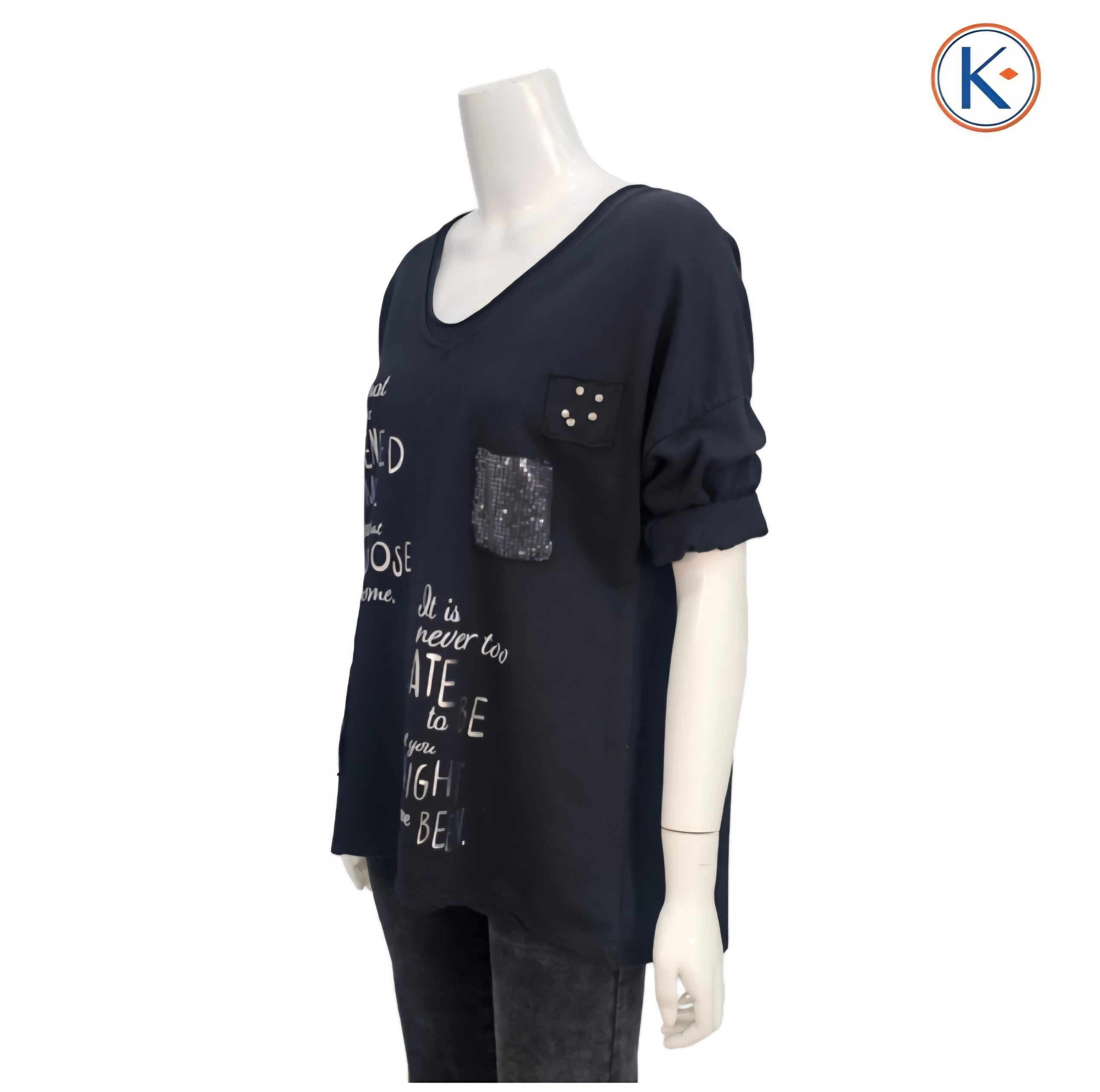 Camiseta tipo sudadera de manga larga con escote pico y detalle frontal - Imagen 12