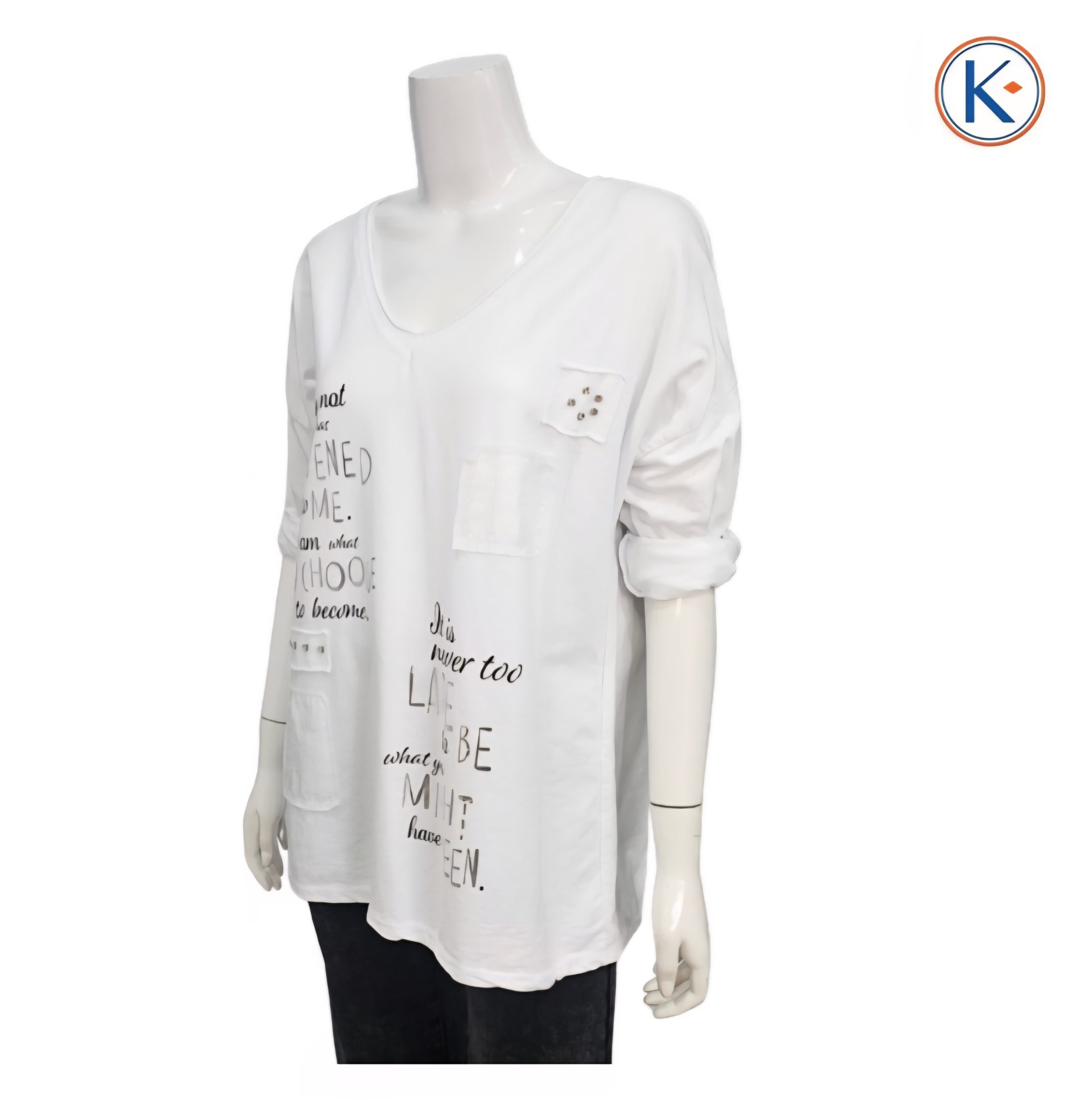 Camiseta tipo sudadera de manga larga con escote pico y detalle frontal - Imagen 11