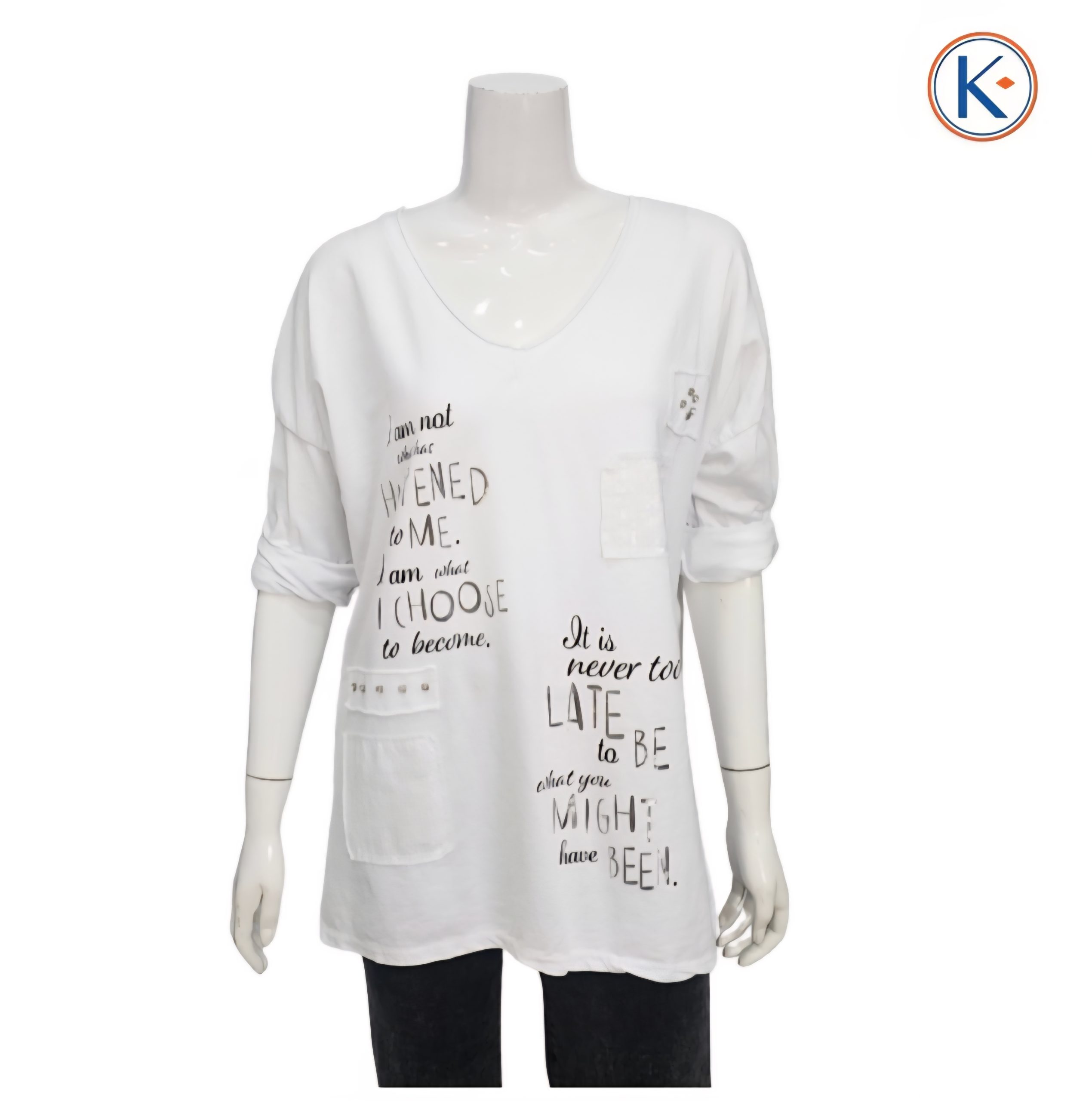 Camiseta tipo sudadera de manga larga con escote pico y detalle frontal - Imagen 8
