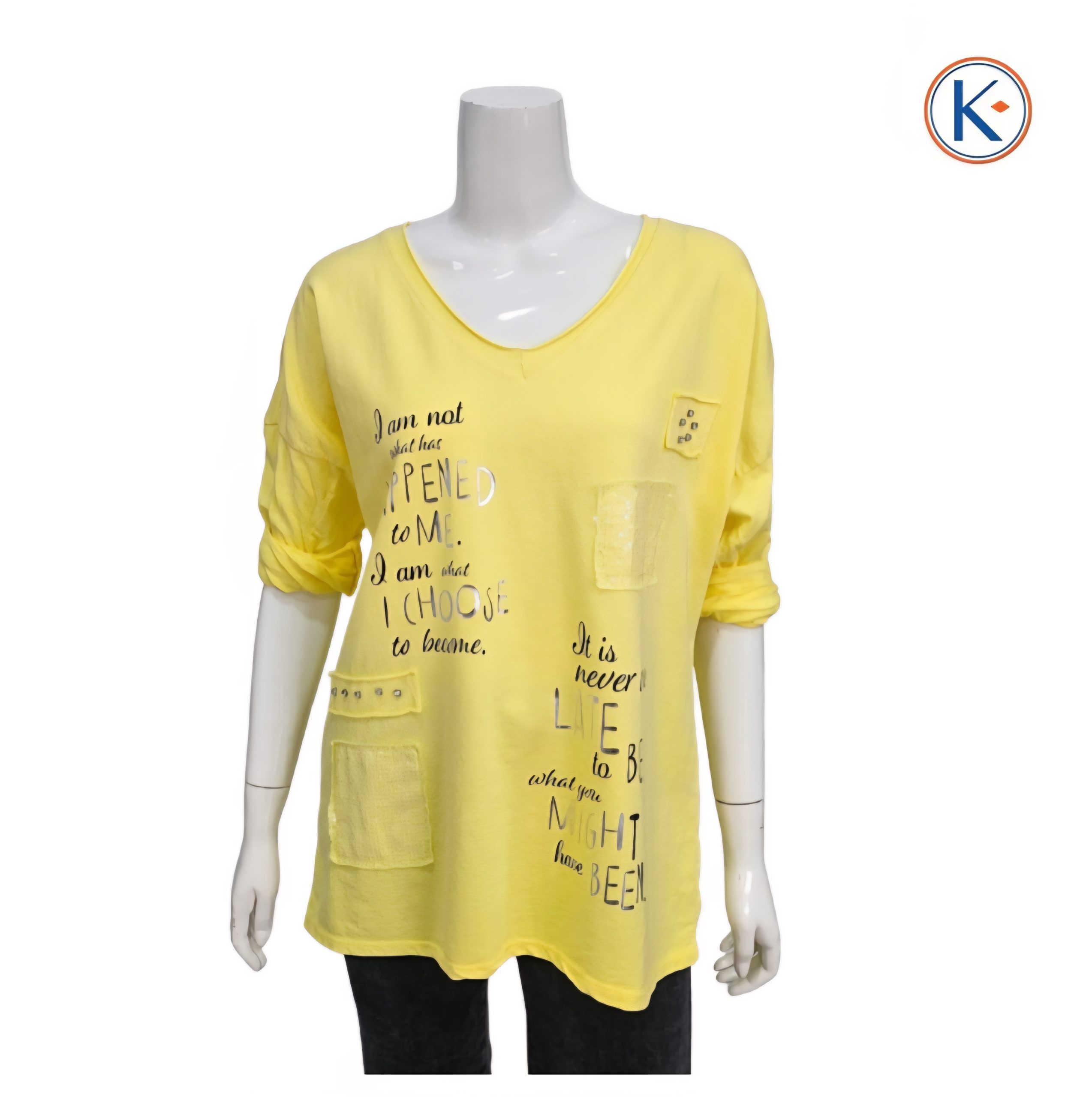 Camiseta tipo sudadera de manga larga con escote pico y detalle frontal - Imagen 6