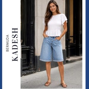 Bermuda vaquera de mujer ancha tipo palazzo de tiro alto