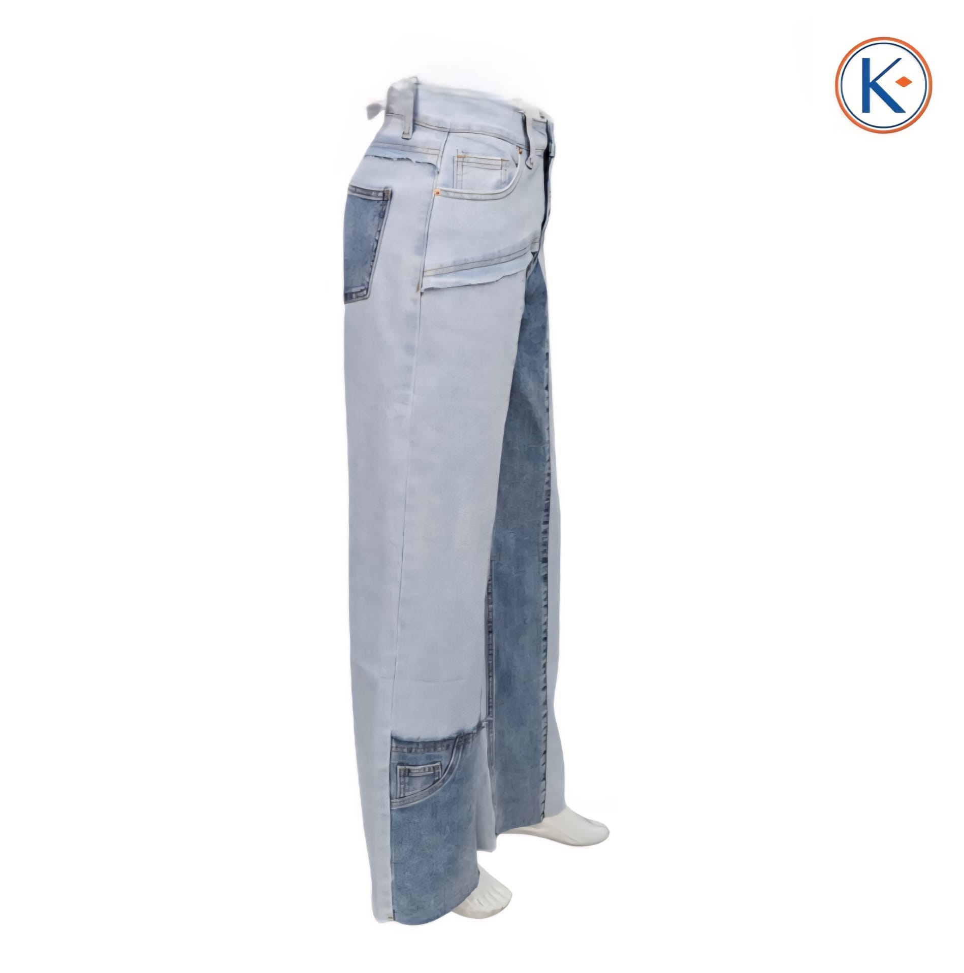 Vaquero combinado denim claro palazzo de tiro alto