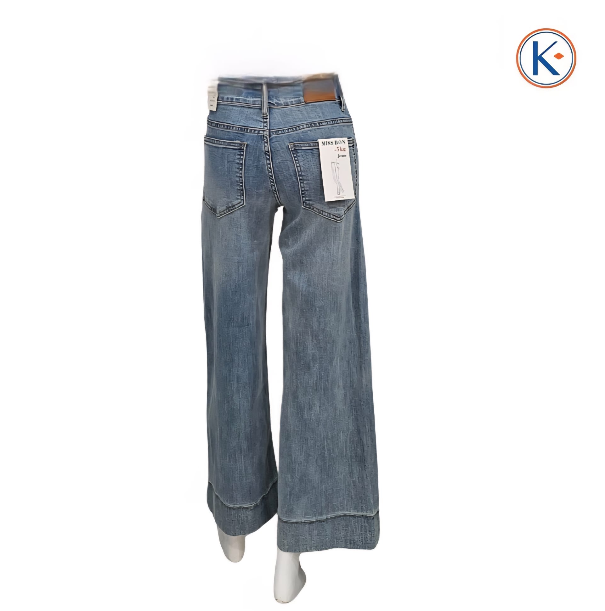 Pantalón vaquero palazzo de mujer con costura retorcida