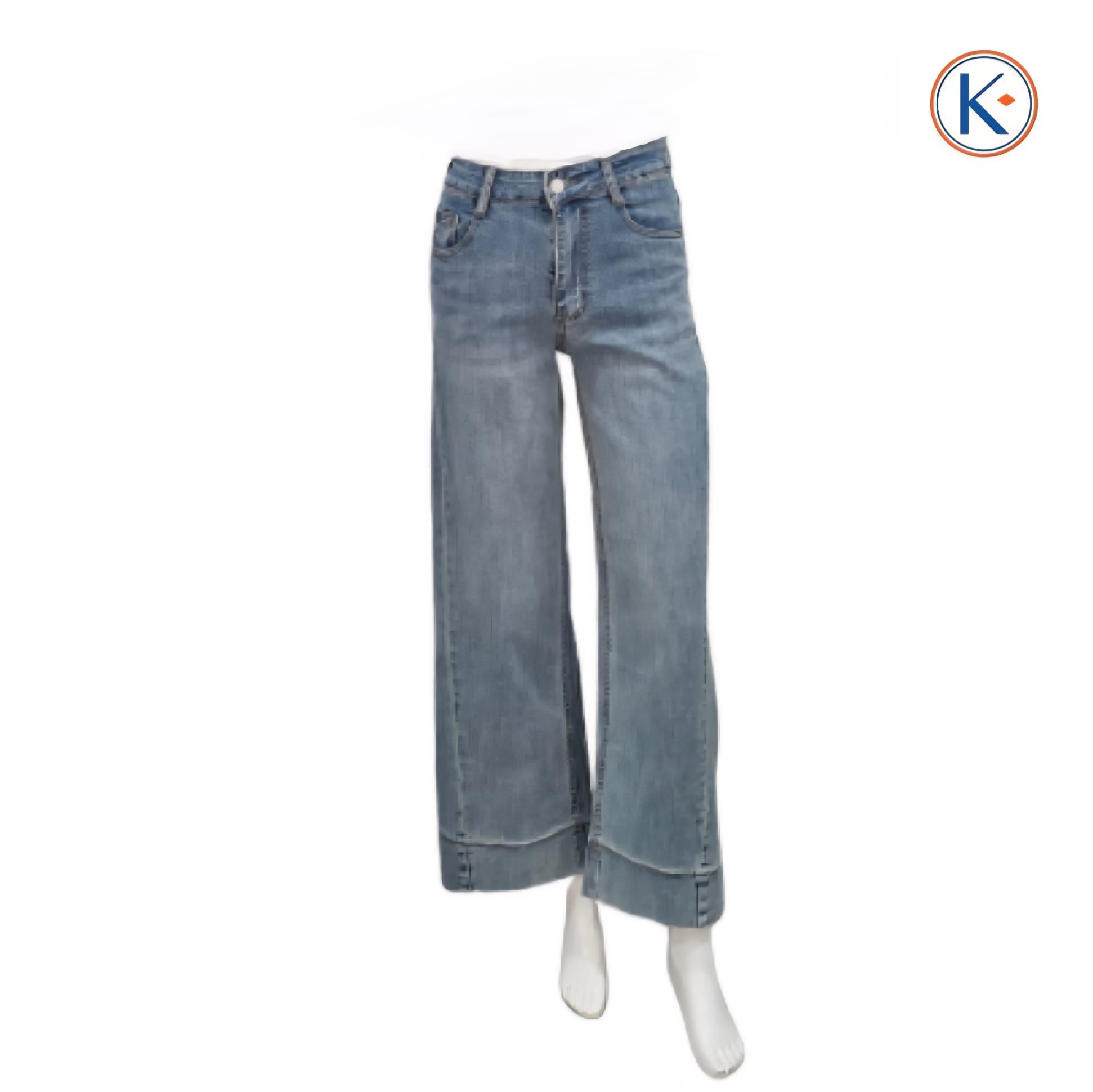 Pantalón vaquero palazzo de mujer con costura retorcida