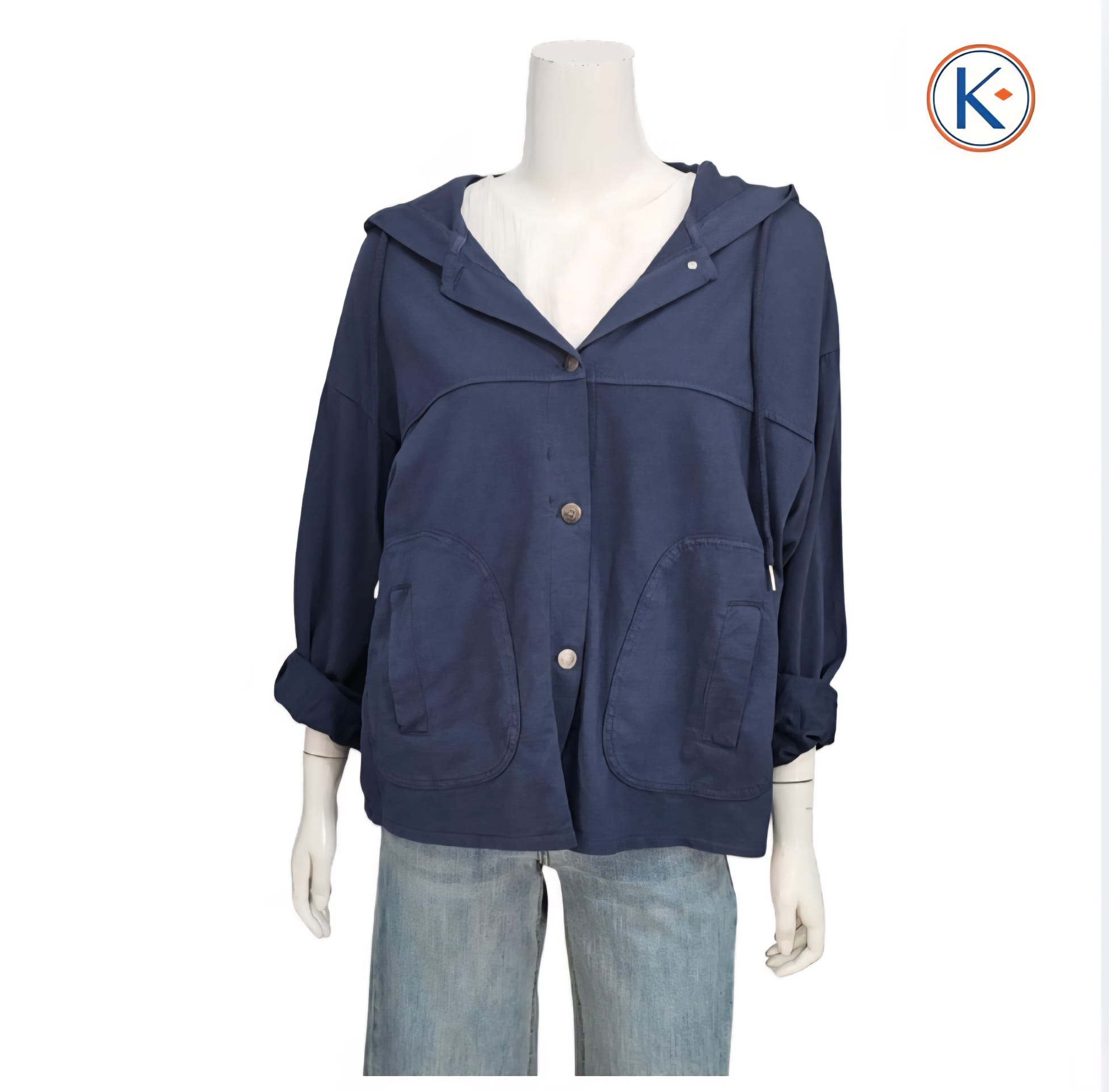 Sudadera abierta oversize con capucha en algodón