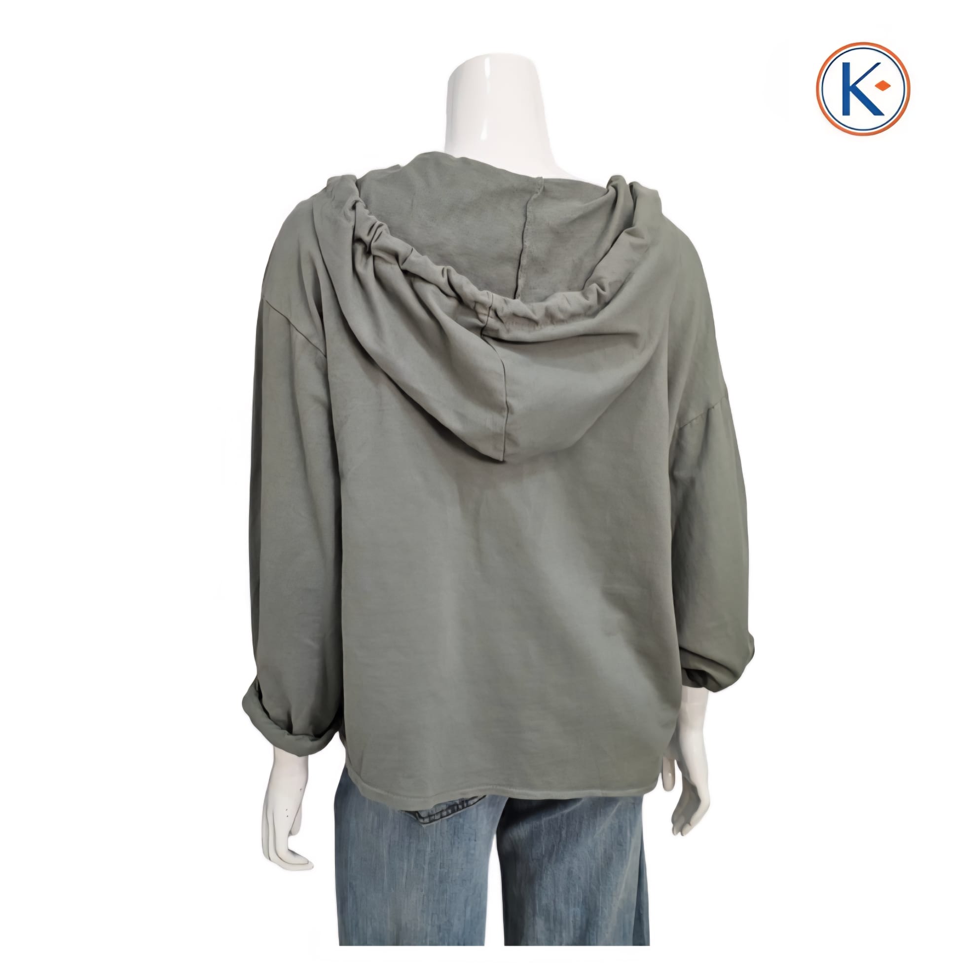 Sudadera abierta oversize con capucha en algodón