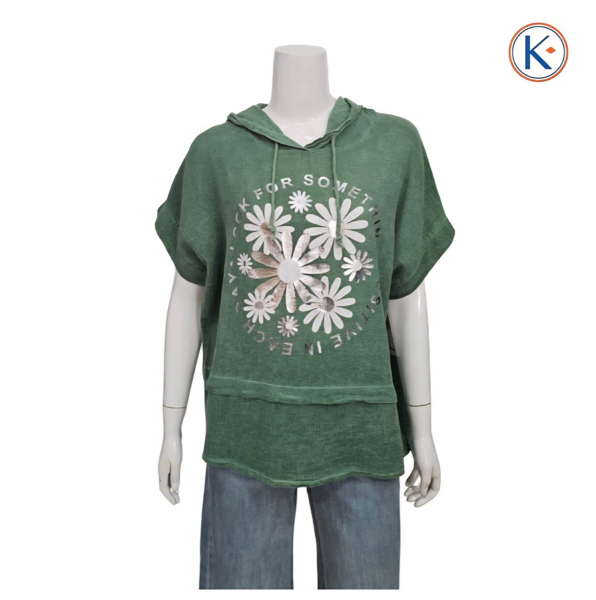 Camiseta de manga corta con capucha y estampado de margaritas
